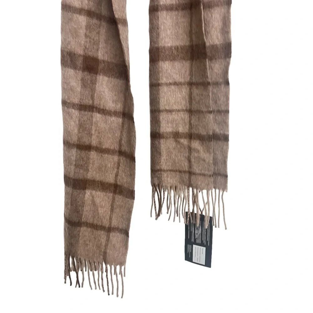 New Dalcielo Baby Alpaca Check Scarf Eco Friendly Rose Grey Brown